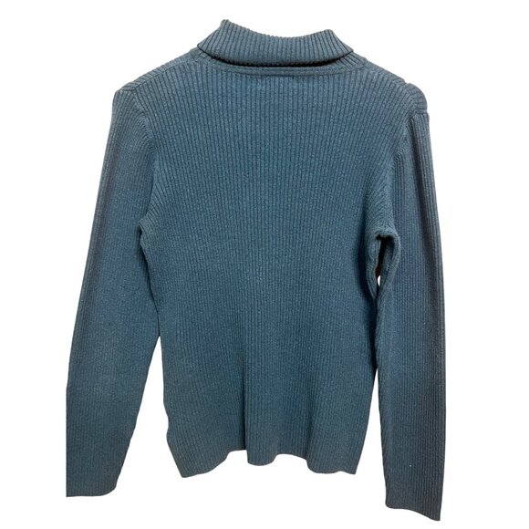 St. Johns Bay Women Classic Blue Ribbed Turtleneck Sweater X-Large Cotton Blend - Picture 9 of 16
